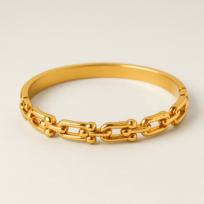 Amarante | Gold Plated U-Link Cuff Bangle Bracelet