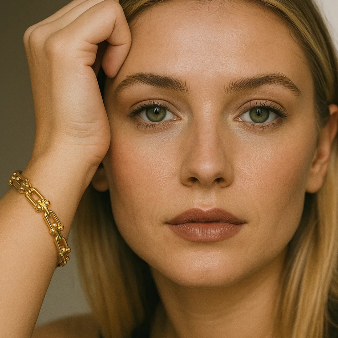 Amarante | Gold Plated U-Link Cuff Bangle Bracelet