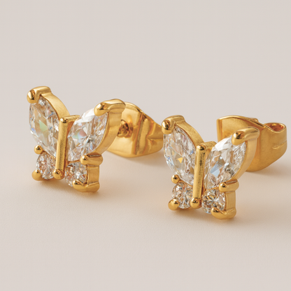 Crystal | 18K Gold-Plated Butterfly Stud Waterproof Earrings