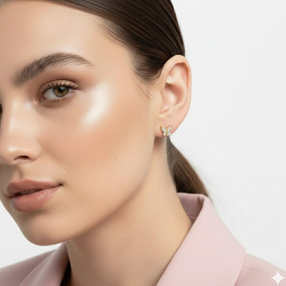 Crystal | 18K Gold-Plated Butterfly Stud Waterproof Earrings