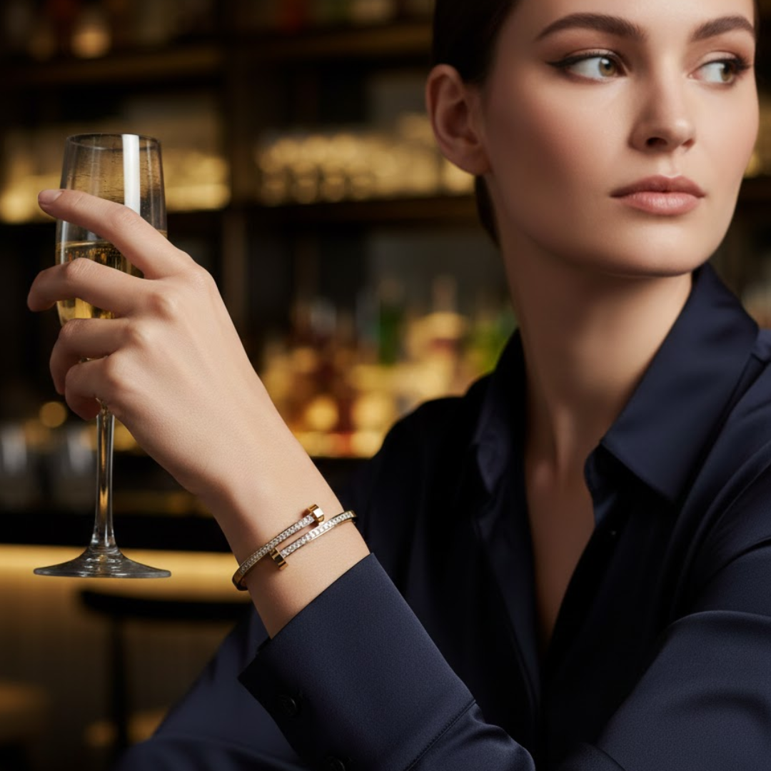 Felicia | Gold Plated Zircon Nail Bracelet Bangle