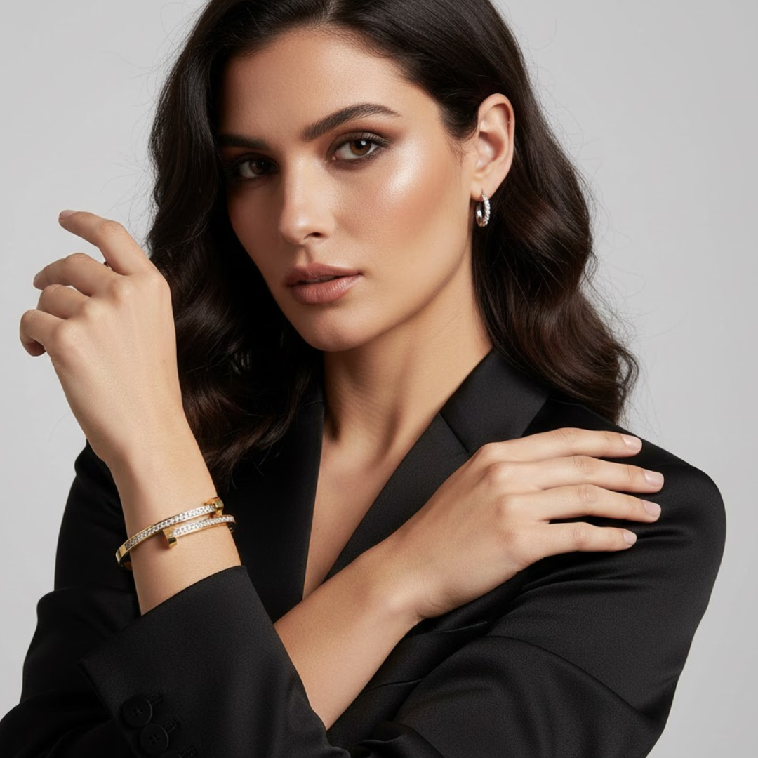 Felicia | Gold Plated Zircon Nail Bracelet Bangle