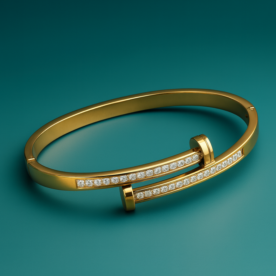 Felicia | Gold Plated Zircon Nail Bracelet Bangle