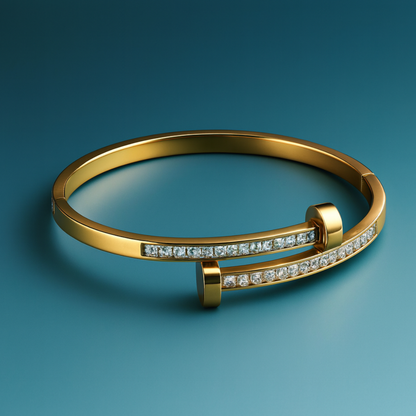 Felicia | Gold Plated Zircon Nail Bracelet Bangle