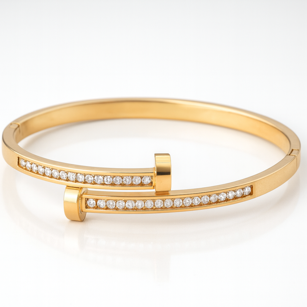 Felicia | Gold Plated Zircon Nail Bracelet Bangle