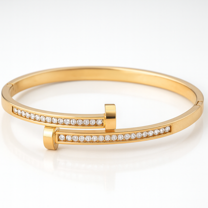 Felicia | Gold Plated Zircon Nail Bracelet Bangle