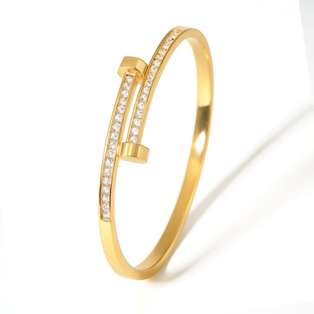 Felicia | Gold Plated Zircon Nail Bracelet Bangle