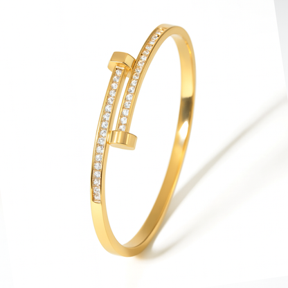 Felicia | Gold Plated Zircon Nail Bracelet Bangle