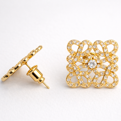 Tavia | Gold Plated Aurielle Pavé Stud Earrings