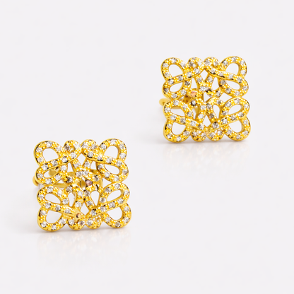 Tavia | Gold Plated Aurielle Pavé Stud Earrings