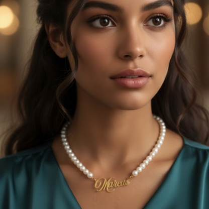 Rielle | Personalised Single Name Pearl Necklace