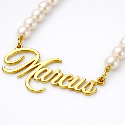 Rielle | Personalised Single Name Pearl Necklace