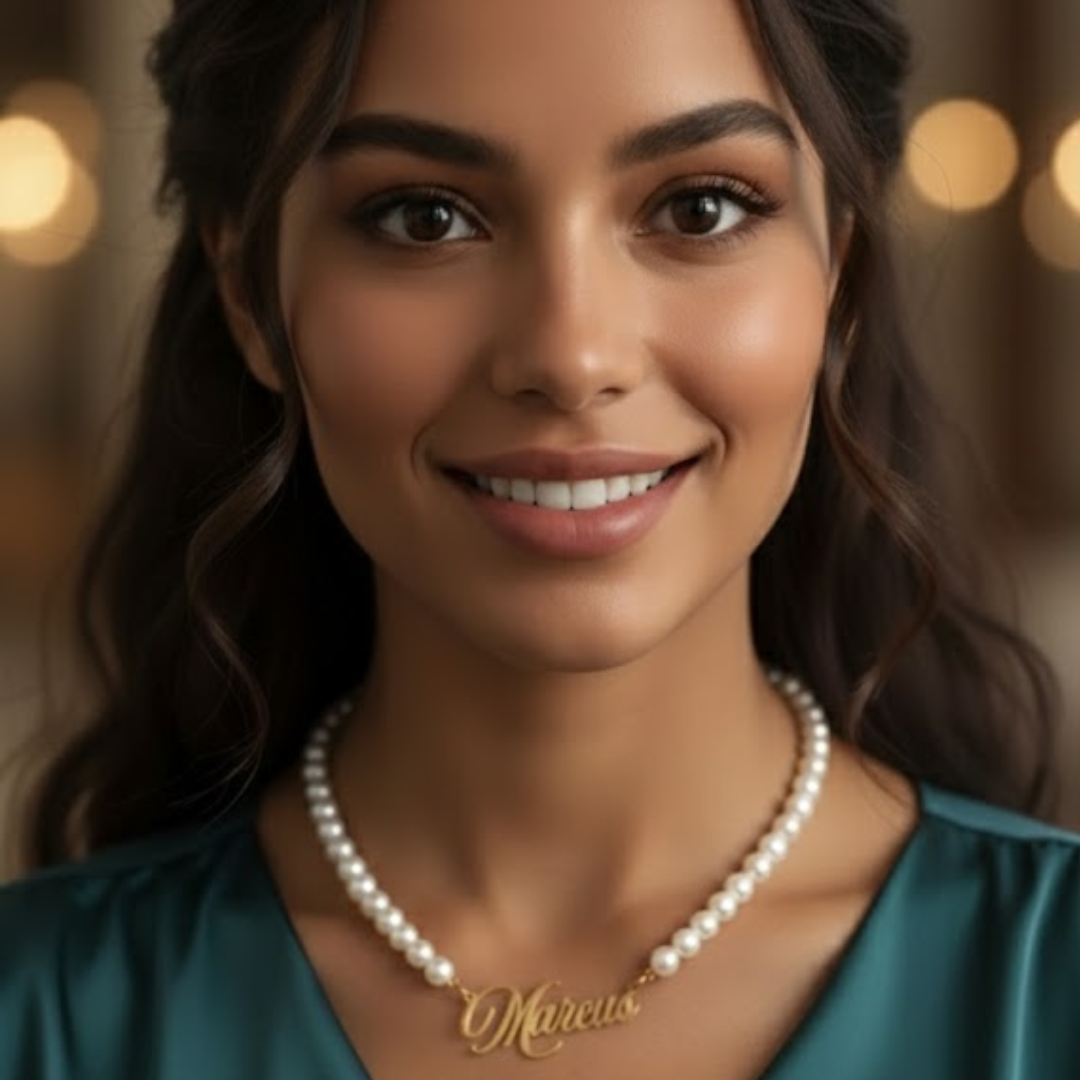 Rielle | Personalised Single Name Pearl Necklace