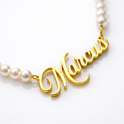 Rielle | Personalised Single Name Pearl Necklace