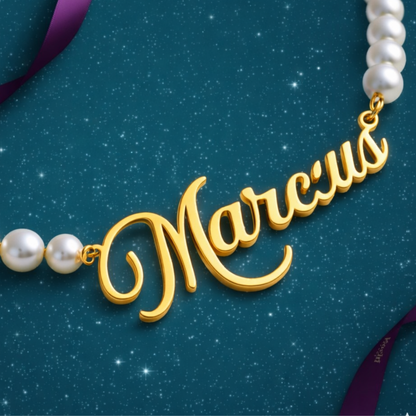 Rielle | Personalised Single Name Pearl Necklace