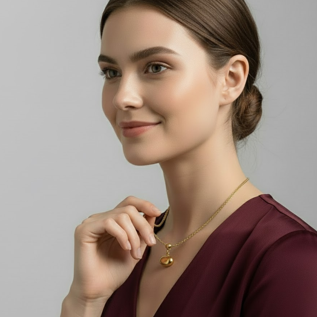 Nancy | Gold Plated Solid Oval Pendant Necklace