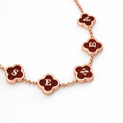 Valentina Clover Bracelet - Personalised Red Clover Name Bracelet