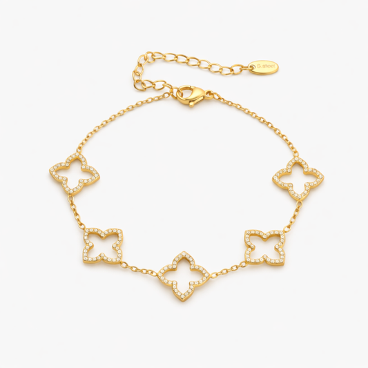 Giulia | Gold Plated Multi Clover Chain Bracelet