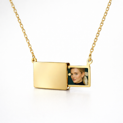 Deena | Gold Plated Photo Frame Locket Necklace