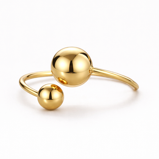 Mabel | Gold Plated Double Ball Ring Resizable