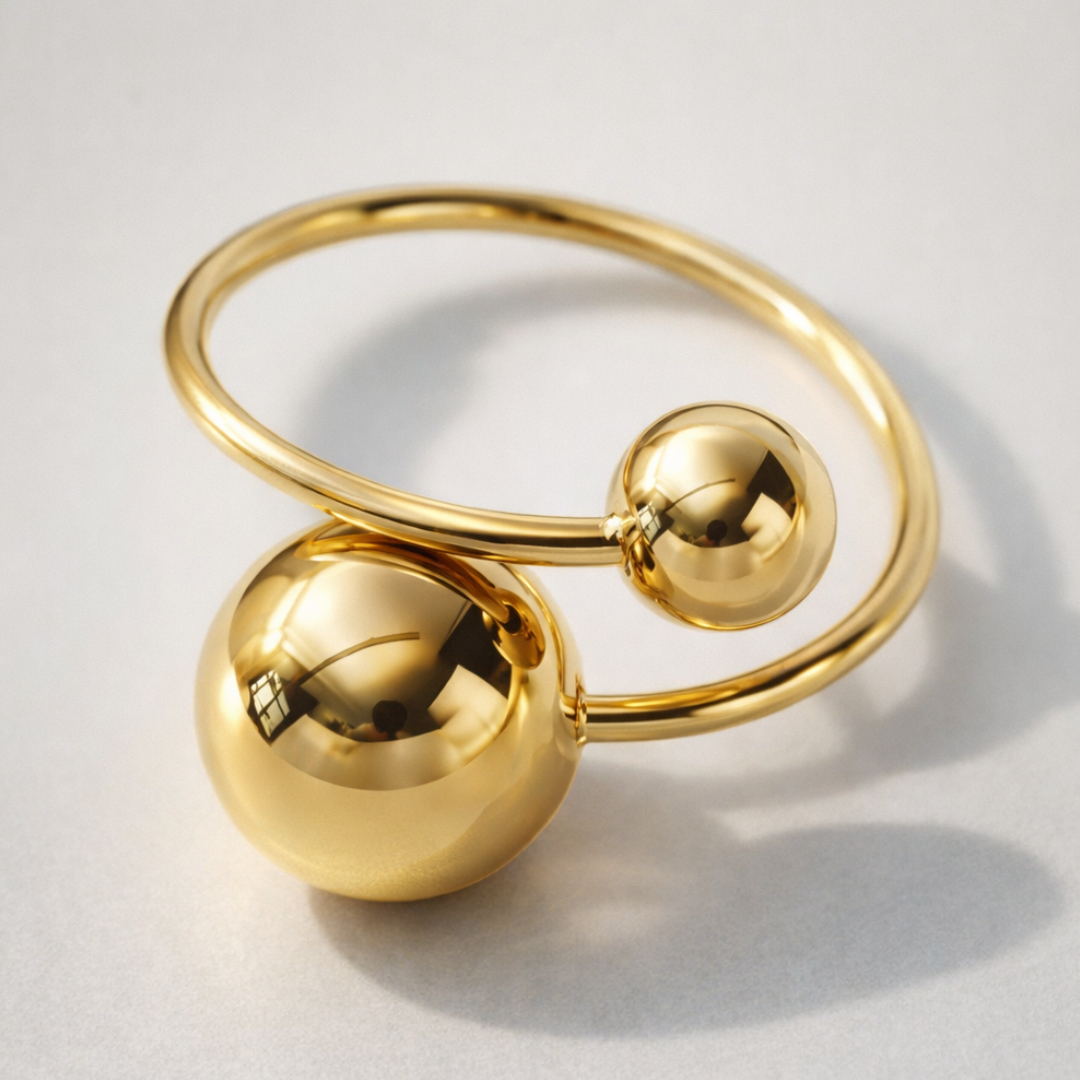 Mabel | Gold Plated Double Ball Ring Resizable