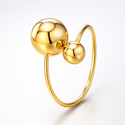 Mabel | Gold Plated Double Ball Ring Resizable