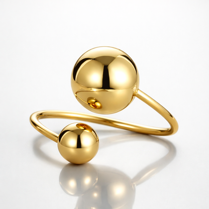 Mabel | Gold Plated Double Ball Ring Resizable