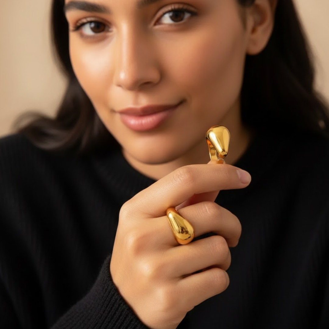 Sierra | Gold Plated Irregular Chunky Resizable Ring