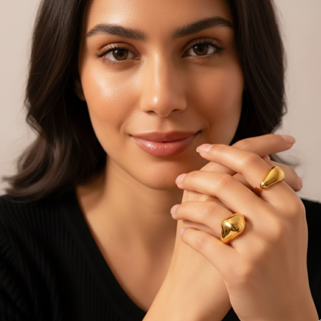 Sierra | Gold Plated Irregular Chunky Resizable Ring