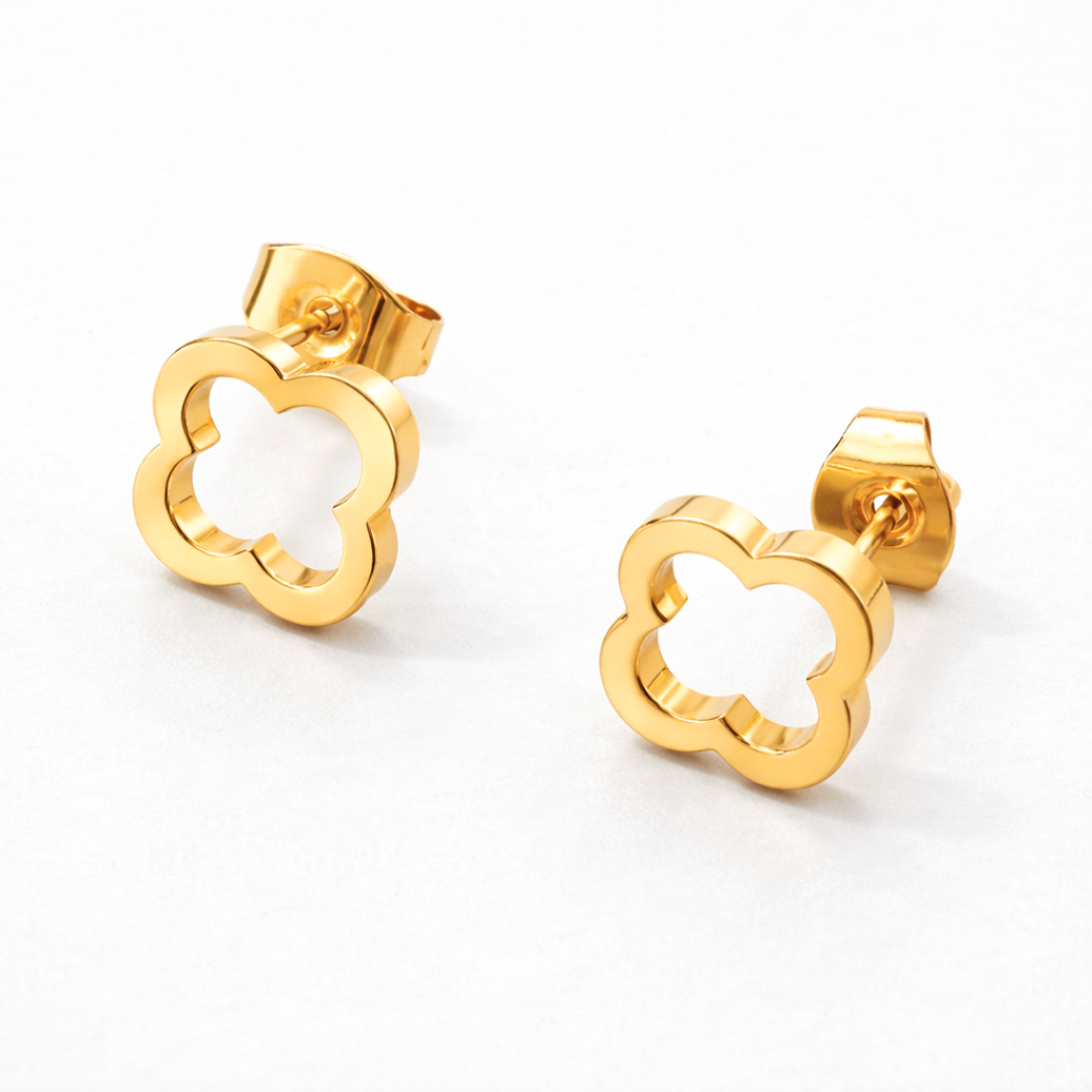 Petrova | Gold Plated Four-Leaf Clover Stud Earrings