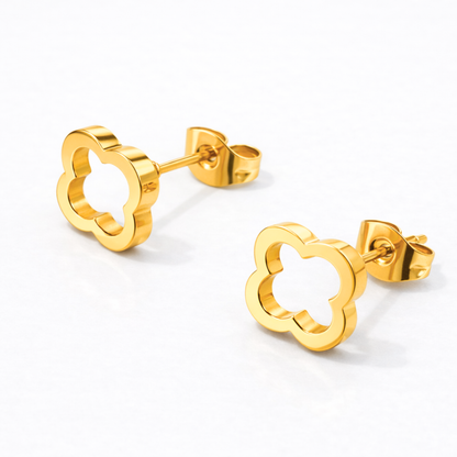 Petrova | Gold Plated Four-Leaf Clover Stud Earrings