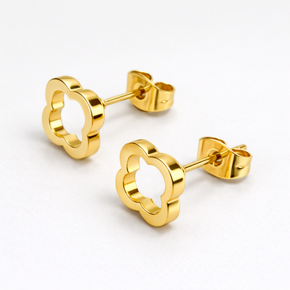 Petrova | Gold Plated Four-Leaf Clover Stud Earrings