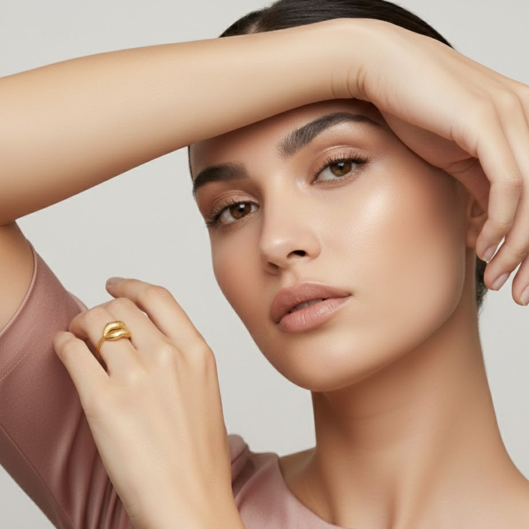 Delilah | Gold-Plated Kiss Lips Resizable Ring