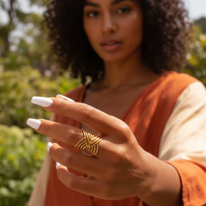 Matilda | Gold-Plated Cuff Style Resizable Ring