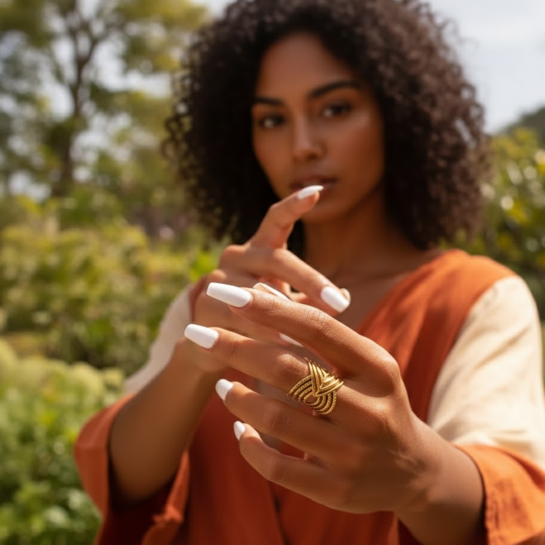 Matilda | Gold-Plated Cuff Style Resizable Ring
