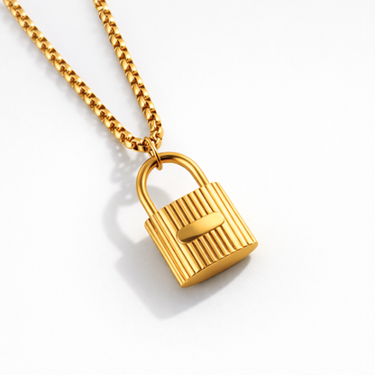 June | Gold Plated Lock Pendant Necklace