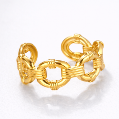 Thea | Gold Plated Link Cuff Resizable Ring