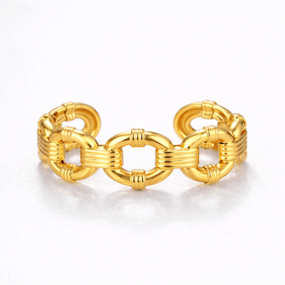 Thea | Gold Plated Link Cuff Resizable Ring