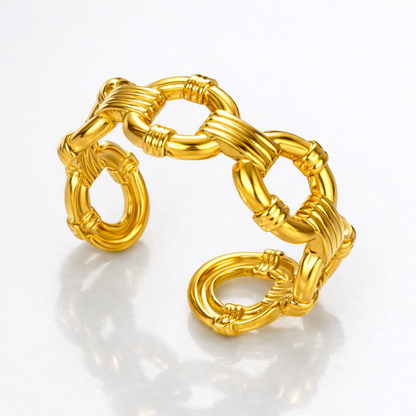 Thea | Gold Plated Link Cuff Resizable Ring