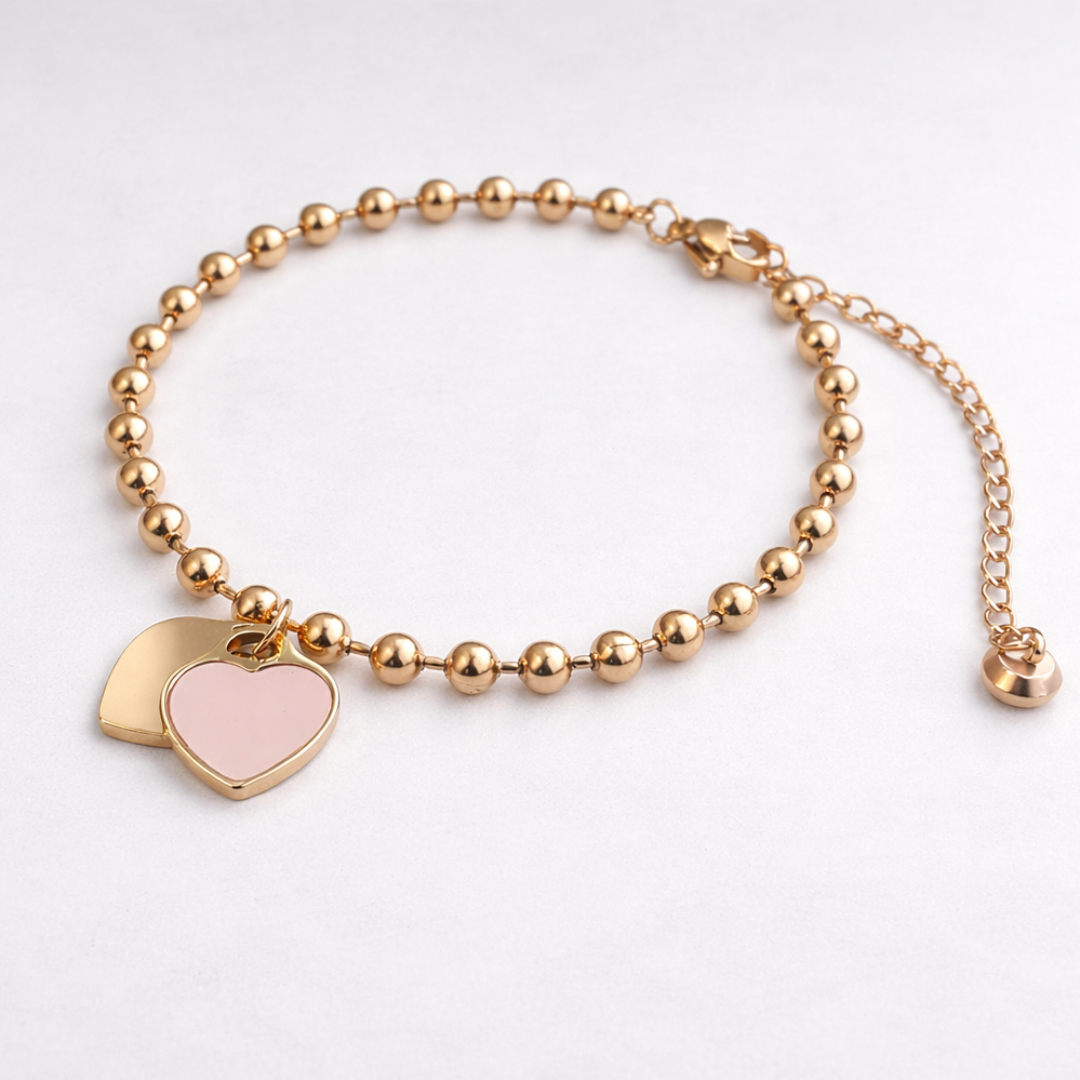 Roselle | Gold Plated Double Heart Bracelet