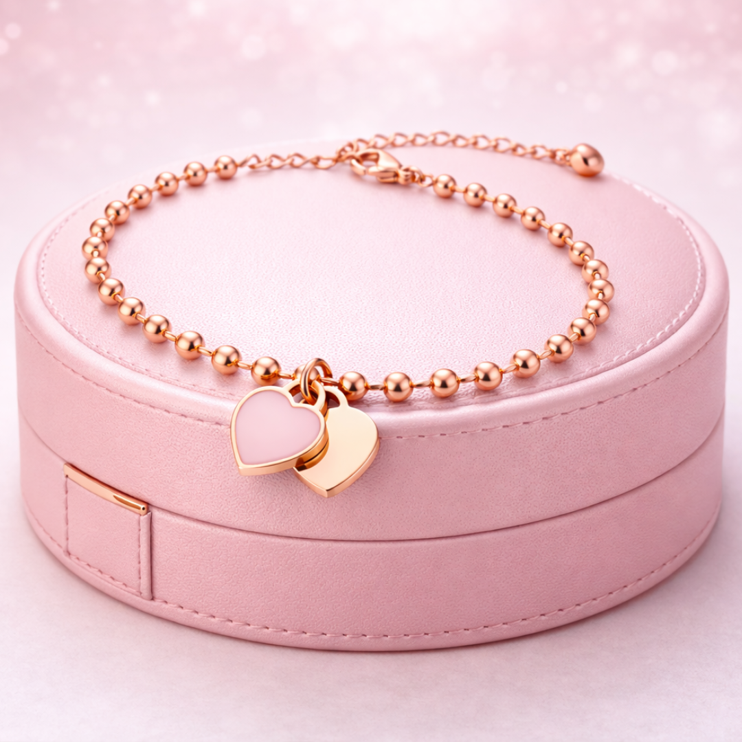 Roselle | Gold Plated Double Heart Bracelet