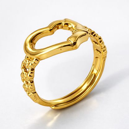 Caroline | Gold Plated Hollow Heart Resizable Ring