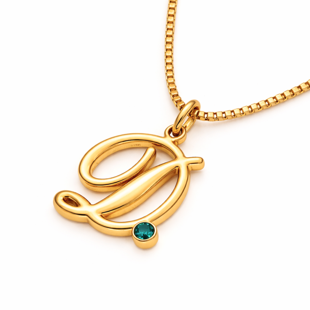 Armani | Gold Plated Monogram Birthstone Necklace
