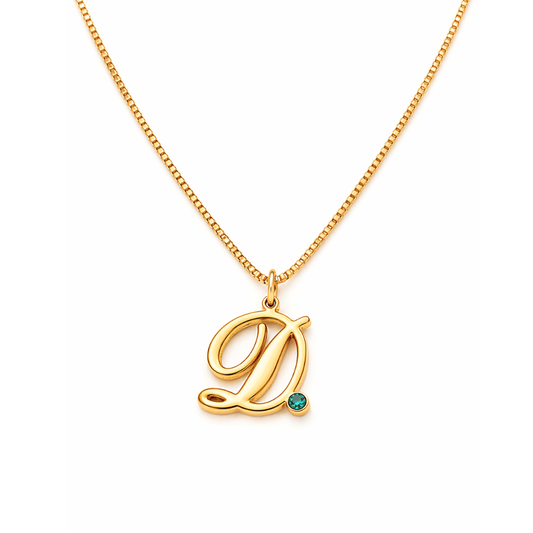 Armani | Gold Plated Monogram Birthstone Necklace