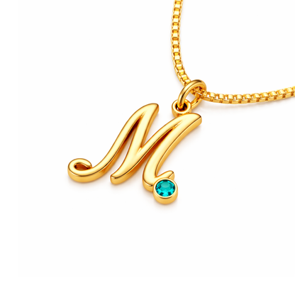 Armani | Gold Plated Monogram Birthstone Necklace