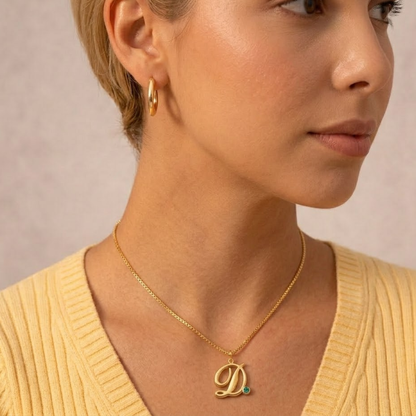 Armani | Gold Plated Monogram Birthstone Necklace