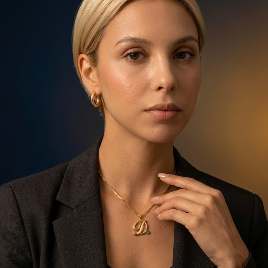 Armani | Gold Plated Monogram Birthstone Necklace