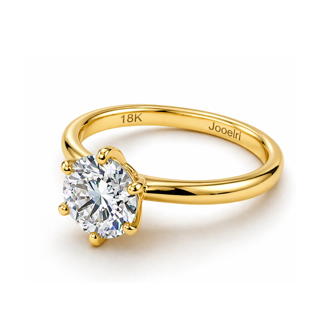 Solene | Gold Plated Circular Cut Solitaire Ring