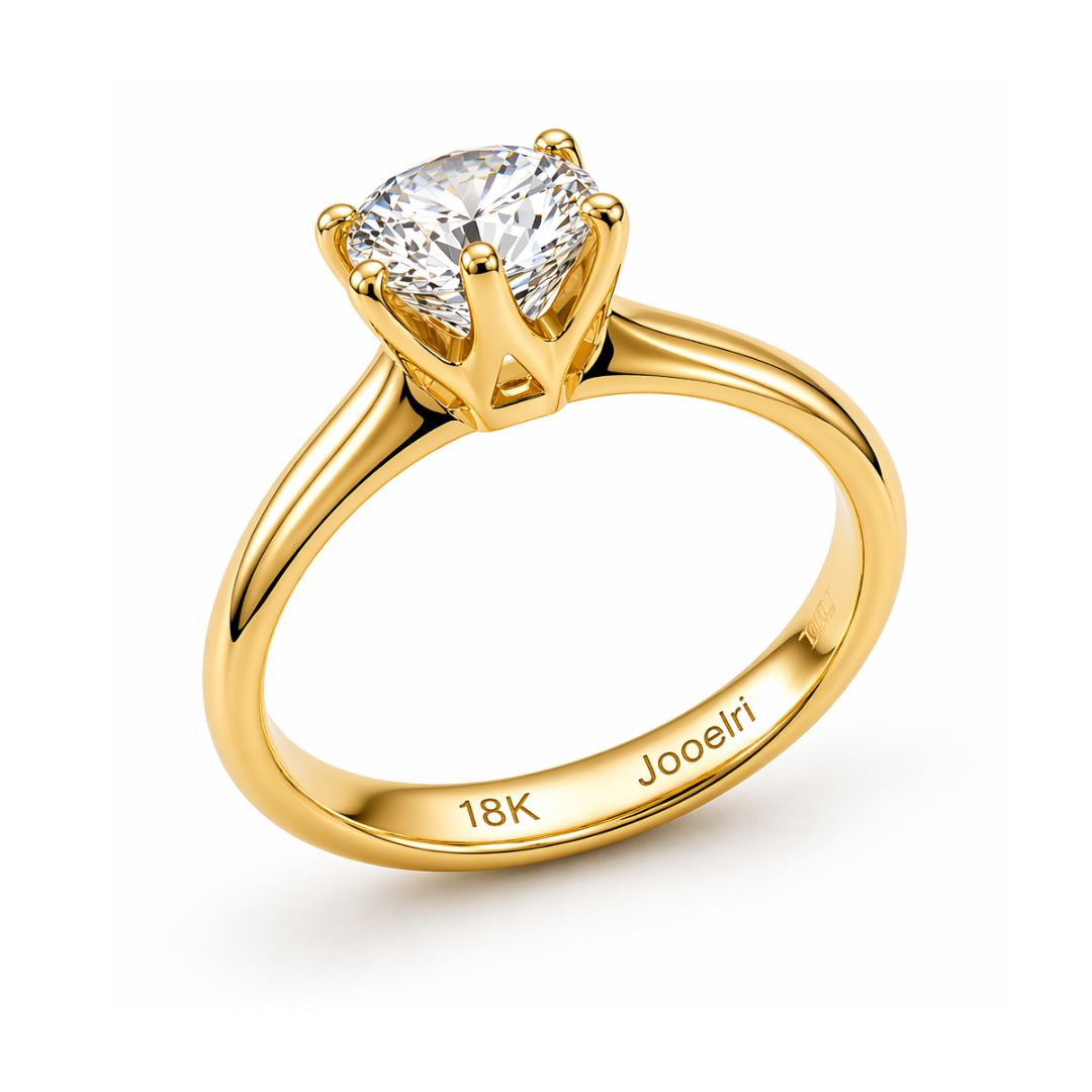 Solene | Gold Plated Circular Cut Solitaire Ring