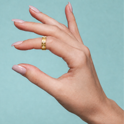 Viana | Gold Plated Four-Leaf Clover Ring